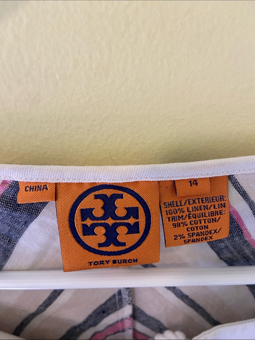 Tory Burch Striped Lace-Up Tunic in White, Pink & Blue-Gray - Picture 2 of 4